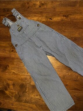 Vintage 70s 80s Osh Kosh Hickory Stripe Toddler Overalls Sz 5/6 Kids